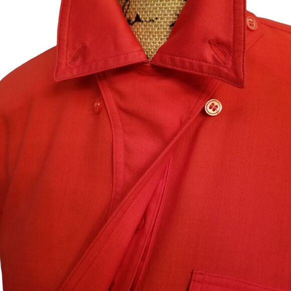 Vintage Escada Red Long Sleeve Wool 1/2 Button Down Top Size 6 - Picture 3 of 16